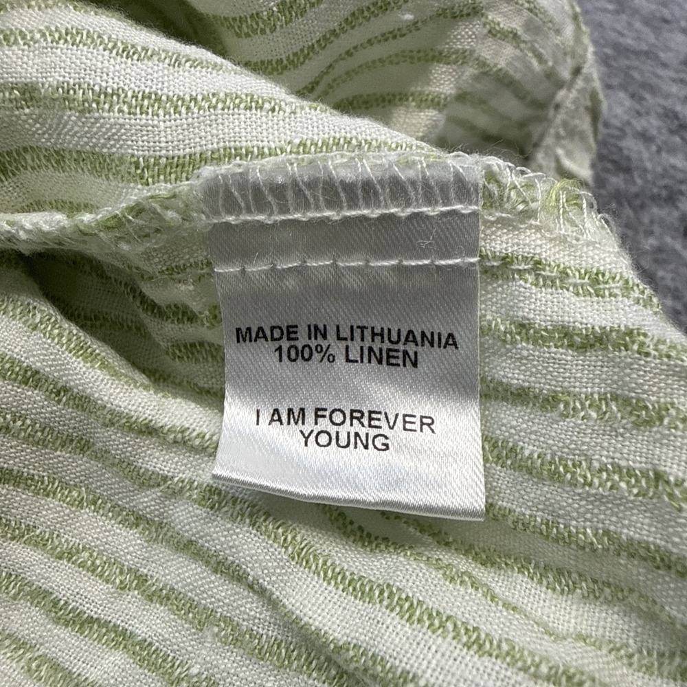 Flax linen shorts women's S 6-10 green stripe Bermuda pockets lagenlook NWOT - Picture 8 of 11